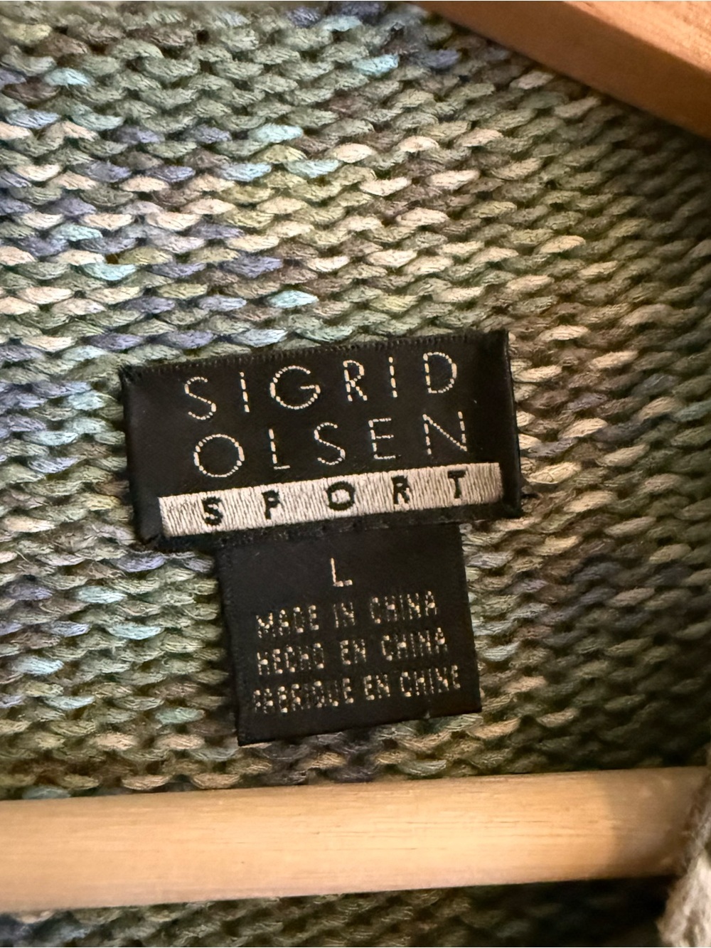 Sigrid Olsen Sleeveless Mock Neck Knit Linen Tank in Blue-Green Marled - Picture 4 of 5